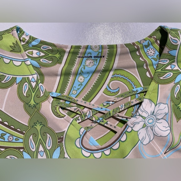 NEW Plus Size 1X Allison Daley Embellish Paisley 3/4 Sleeve Crisscross Top $69 - Picture 9 of 11